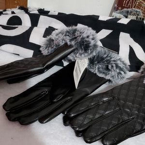 Ladies Faux Leather Fur Gloves - NWT - $10